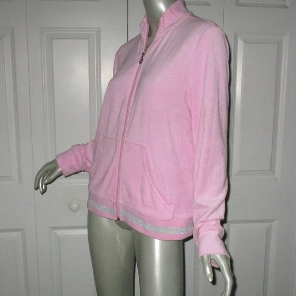 JUICY COUTURE Pink Jacket Zip Front Pockets Size XL - Picture 4 of 6